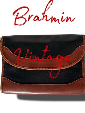 Brahmin Black and Brown Leather Crossbody Clutch